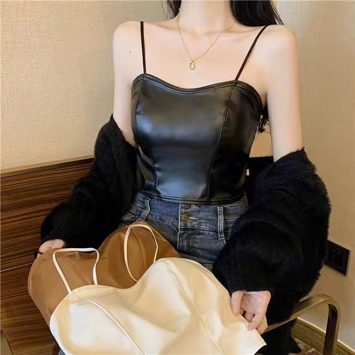 PU leather tank top