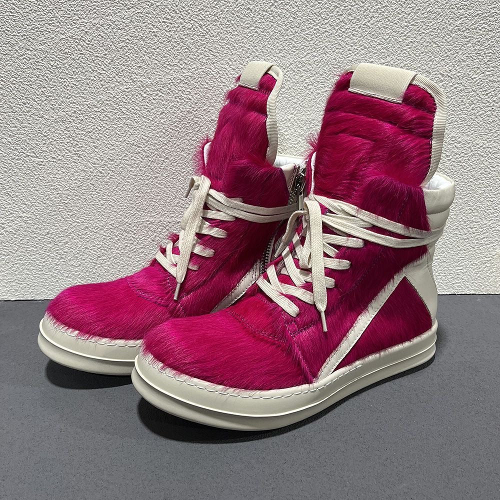 RO High-Top Inverted Triangle Thick Sole and horsehair Sneaker