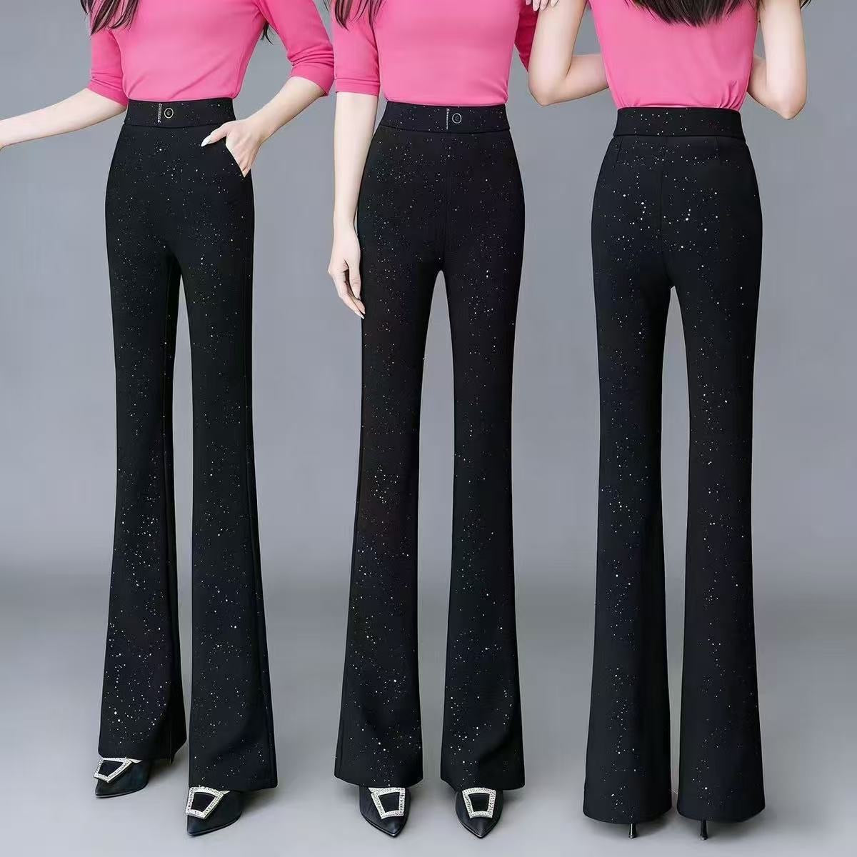 Women's Starry Sky Glitter Flared Pants