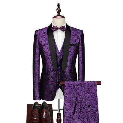 Plus-size men's printed suit set