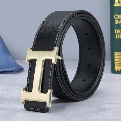 H-buckle leather belt