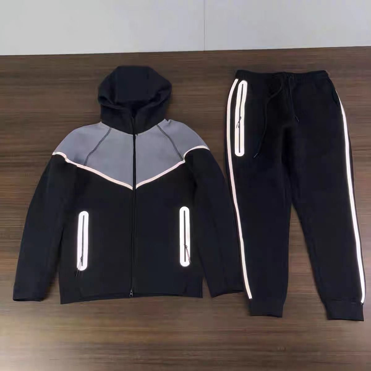 cross-border trade reflective strip hooded suit