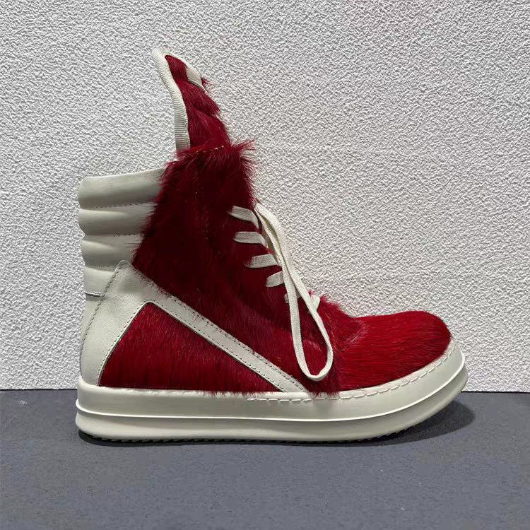 RO High-Top Inverted Triangle Thick Sole and horsehair Sneaker