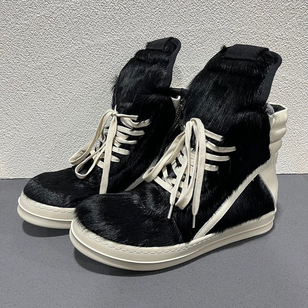RO High-Top Inverted Triangle Thick Sole and horsehair Sneaker