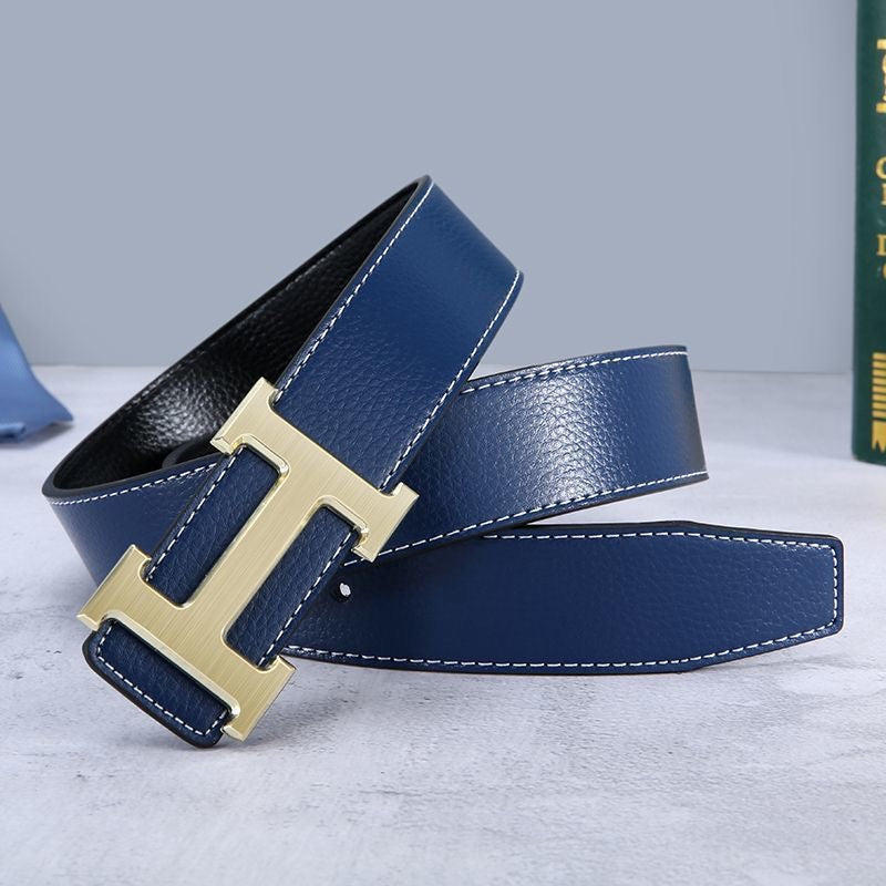 H-buckle leather belt