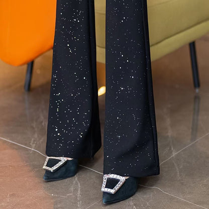 Women's Starry Sky Glitter Flared Pants