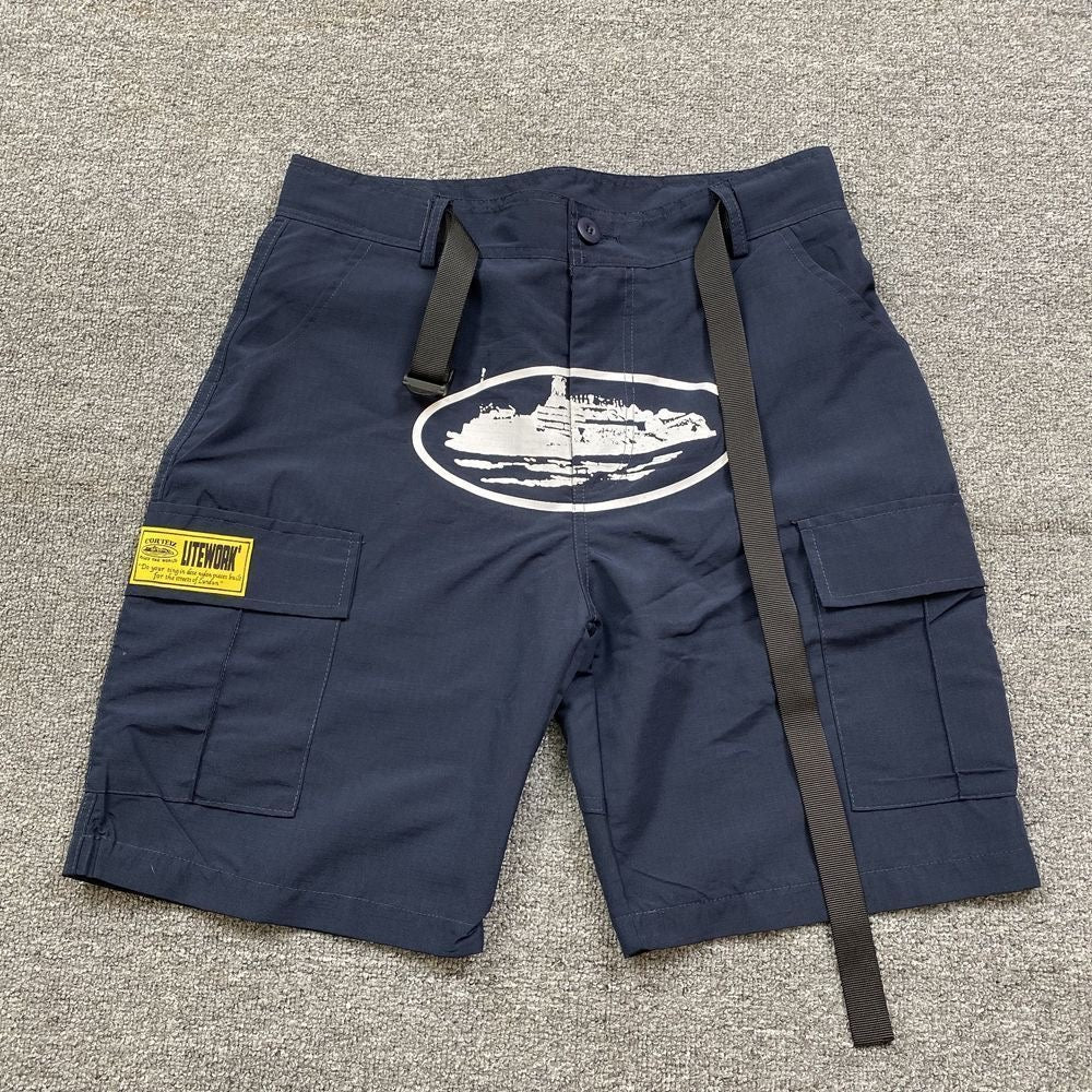 Corteiz Demon Island cruise-printed American streetwear shorts