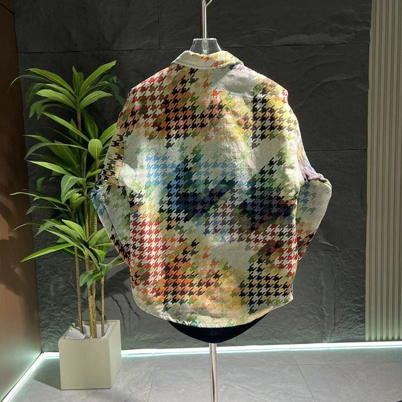 Houndstooth Color Casual long sleeve shirt