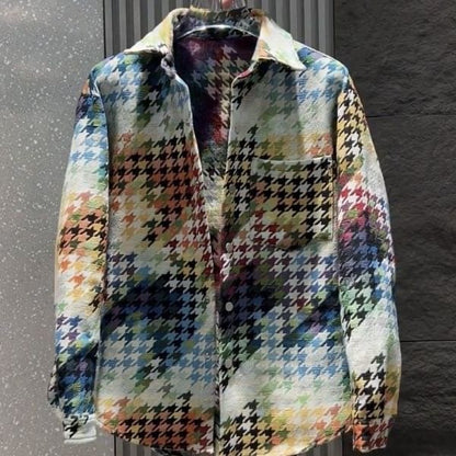 Houndstooth Color Casual long sleeve shirt