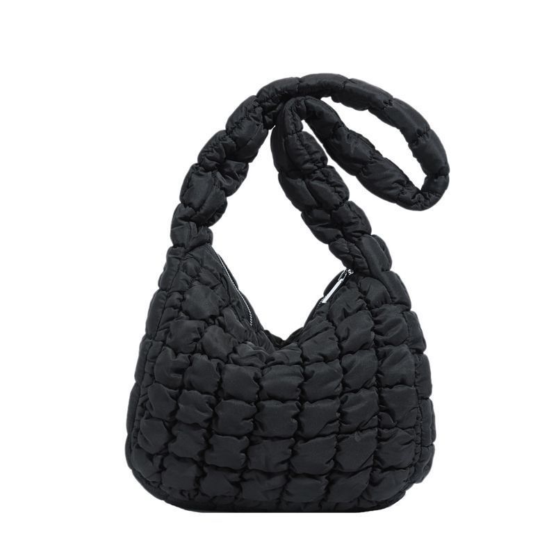 Quilted Nylon Shoulder Tote