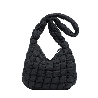 Quilted Nylon Shoulder Tote