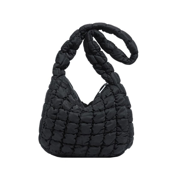 Quilted Nylon Shoulder Tote