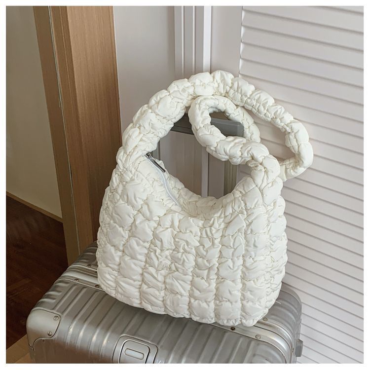 Quilted Nylon Shoulder Tote