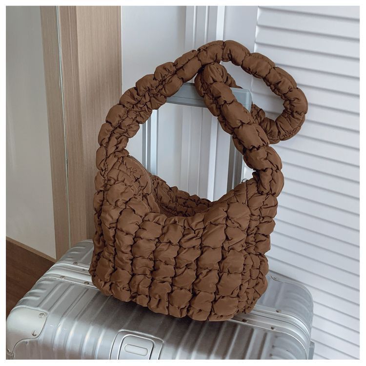 Quilted Nylon Shoulder Tote