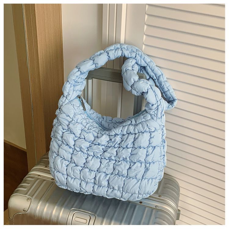 Quilted Nylon Shoulder Tote