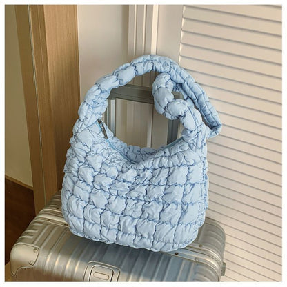 Quilted Nylon Shoulder Tote